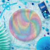 レインボーカラフルらせん状かわいこちゃんパイズベビーシャワー ペーパープレート (パーティー)