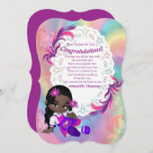 レインボーカラフルらせん状ベビーシャワーおめでとうカード 招待状 (正面/裏面)