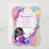 レインボーカラフルらせん状ベビーシャワーおめでとうカード 招待状 (正面)