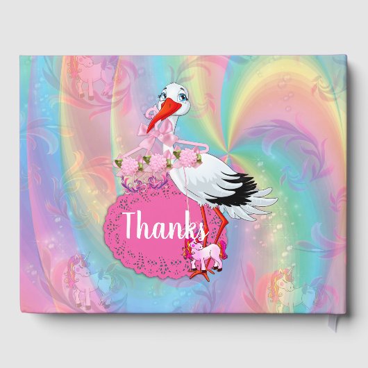 レインボーカラフルらせん状ベビーシャワーコレクション ゲストブック (裏面)