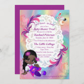 レインボーカラフルらせん状ベビーシャワーベビーシャワー サンキューカード (正面/裏面)