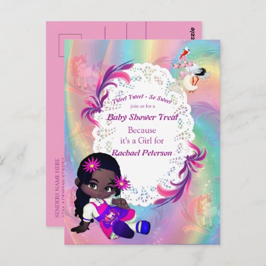 レインボーカラフルらせん状ベビーシャワーベビーシャワー ポストカード (正面/裏面)