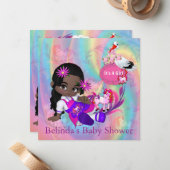 レインボーカラフルらせん状ベビーシャワー招待状 ノートカード (正面/裏面インサイチュ)