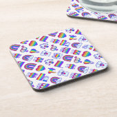 レインボーカラフルアイコンのパターン コースター (左側)