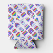 レインボーカラフルアイコンのパターン 缶クーラー (正面)