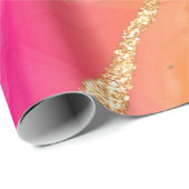 レインボーカラフルアゲートピンクとオレンジと緑 ラッピングペーパー (ロールコーナー)