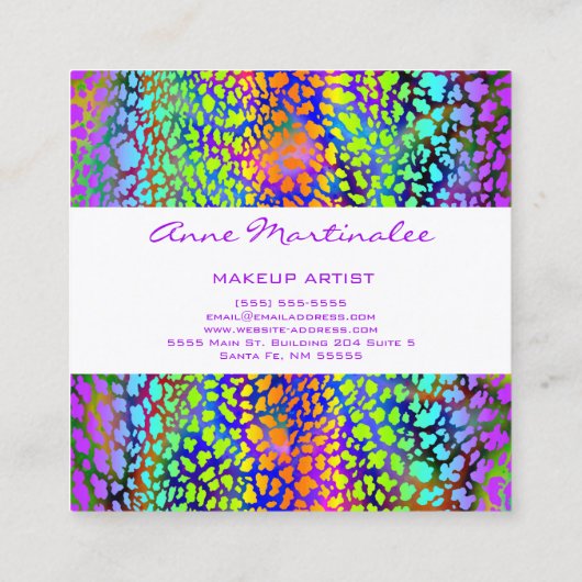 レインボーカラフルアニマルプリントスクエア名刺 スクエア名刺 (裏面)