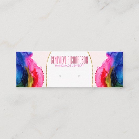 レインボーカラフルアモダンリングジュエリー表示 スキニー名刺 (正面)