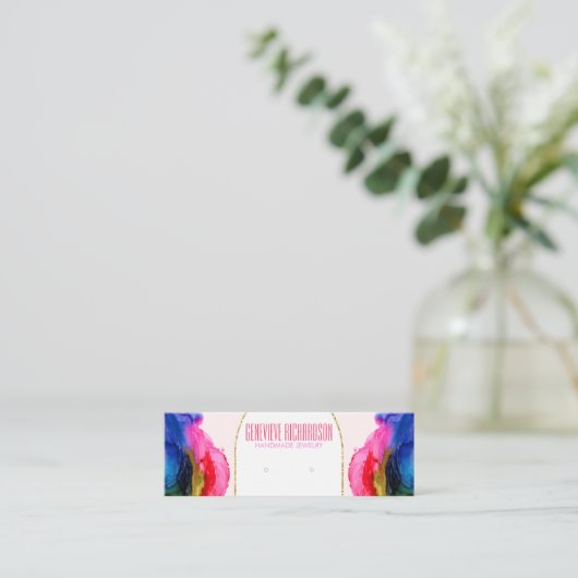 レインボーカラフルアモダンリングジュエリー表示 スキニー名刺 (スタンド正面)