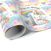 レインボーカラフルアンドバニー第1誕生日パーティー ラッピングペーパー (ロールコーナー)
