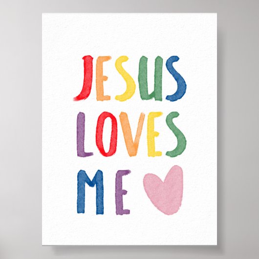 レインボーカラフルイエスは私を愛しているプリント ポスター (正面)