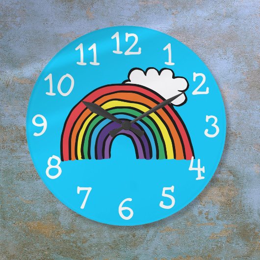 レインボーカラフルイラストレーション ラージ壁時計
