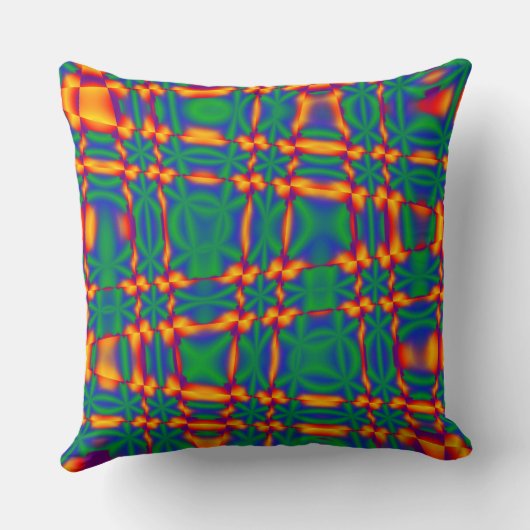 レインボーカラフルウェーブレッドブルーグリーンソファ枕 クッション (裏面)