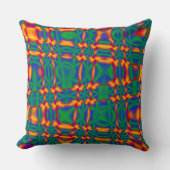 レインボーカラフルウェーブレッドブルーグリーンソファ枕 クッション (正面)