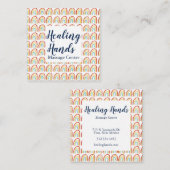 レインボーカラフルウォータカラーマッサージセラピーヒール スクエア名刺 (正面/裏面)