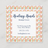 レインボーカラフルウォータカラーマッサージセラピーヒール スクエア名刺 (裏面)