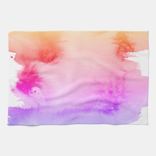 レインボーカラフルウォーターの色の染み抽象芸術アート キッチンタオル (横)