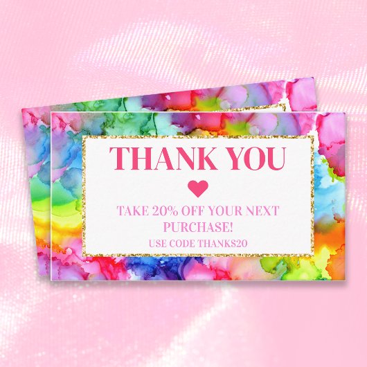 レインボーカラフルウォーターカラーインクシモダンック 割引カード