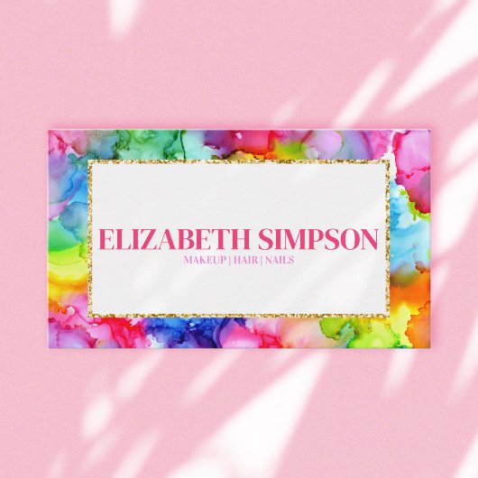 レインボーカラフルウォーターカラーインクシモダンック 名刺