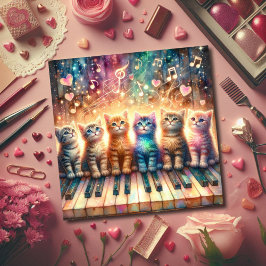 レインボーカラフルウォーター猫ピアノクリスチャン シーズンカード