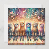 レインボーカラフルウォーター猫ピアノクリスチャン シーズンカード (正面)