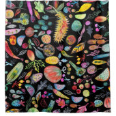 レインボーカラフルウォーター色のフルーツと野菜 シャワーカーテン (正面)