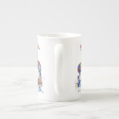 レインボーカラフルウォーター色ギラフェパーソナライズされた ボーンチャイナマグカップ (裏面)