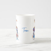 レインボーカラフルウォーター色ギラフェパーソナライズされた ボーンチャイナマグカップ (正面)