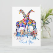 レインボーカラフルウォーター色(ばちゃばちゃ)跳ねるジラフェス サンキューカード (スタンド正面)
