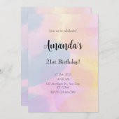 レインボーカラフルウォーター色Any Age誕生日 招待状 (正面/裏面)