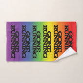 レインボーカラフルエフェクトの背景が消えランニングた状態 ハンドタオル (ハンドタオル)