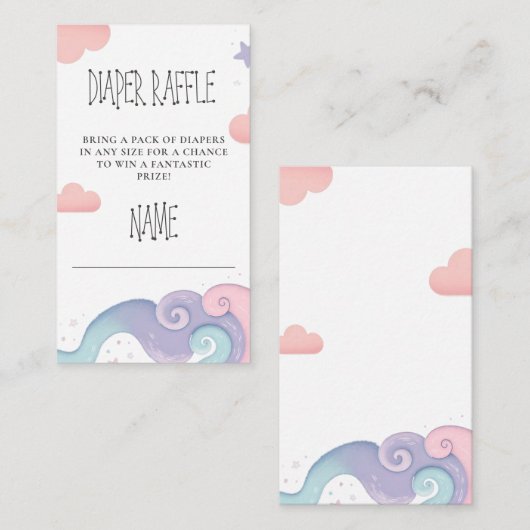 レインボーカラフルオンクラウド9おむつラッフル エンクロージャーカード (正面/裏面)
