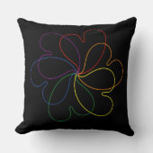 レインボーカラフルオンブラックシックハートフラワー クッション (正面)