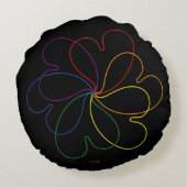 レインボーカラフルオンブラックシックハートフラワー ラウンドクッション (裏面)