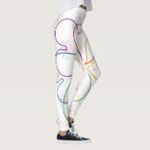 レインボーカラフルオンホワイトシックハートフラワー レギンス (右)