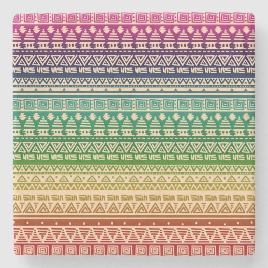 レインボーカラフルオーナメント ストーンコースター (正面)