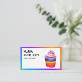 レインボーカラフルカップケーキパティシシェフベーカリー 名刺 (スタンド正面)