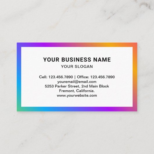 レインボーカラフルカップケーキパティシシェフベーカリー 名刺 (裏面)