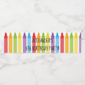 レインボーカラフルカラークレヨン誕生日パーティー ペットボトルラベル (シングルラベル)