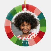 レインボーカラフルカラーホイールキッズフォトクリスマス セラミックオーナメント (裏面)