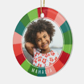 レインボーカラフルカラーホイールキッズフォトクリスマス セラミックオーナメント (左)