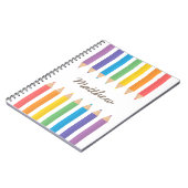 レインボーカラフルカラーリングペンシルキッズ名 ノートブック (左側)