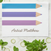 レインボーカラフルカラーリングペンシルスクールキッズ キッチンタオル (折り畳み)