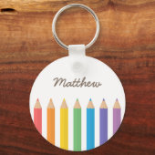 レインボーカラフルカラーリングペンシルスクールキッズ キーホルダー (正面)