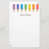 レインボーカラフルカラーリング鉛筆スクールキッズ 便箋 (正面/裏面)