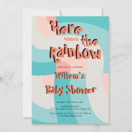 レインボーカラフルカラー波抽象芸術ベビーシャワー 招待状