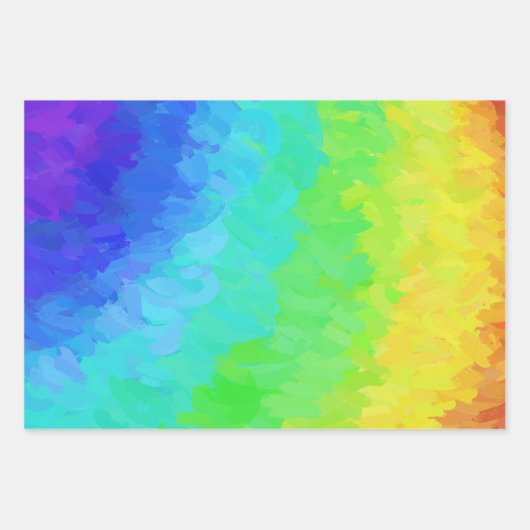 レインボーカラフルカラー調整パターン ラッピングペーパーシート (正面3)