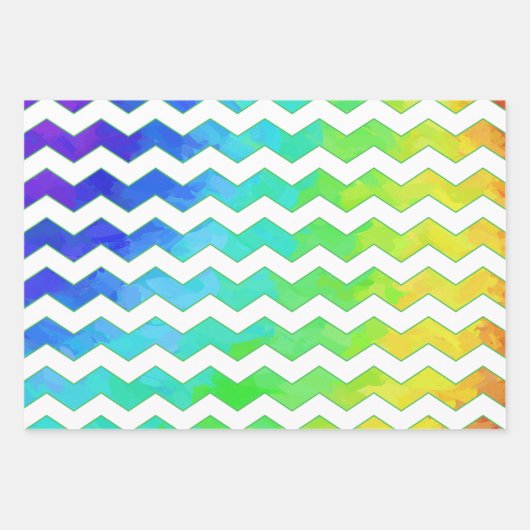 レインボーカラフルカラー調整パターン ラッピングペーパーシート (正面2)