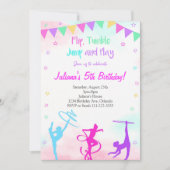 レインボーカラフルガールズギムナスト誕生日招待状 招待状 (正面)