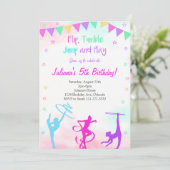 レインボーカラフルガールズギムナスト誕生日招待状 招待状 (スタンド正面)